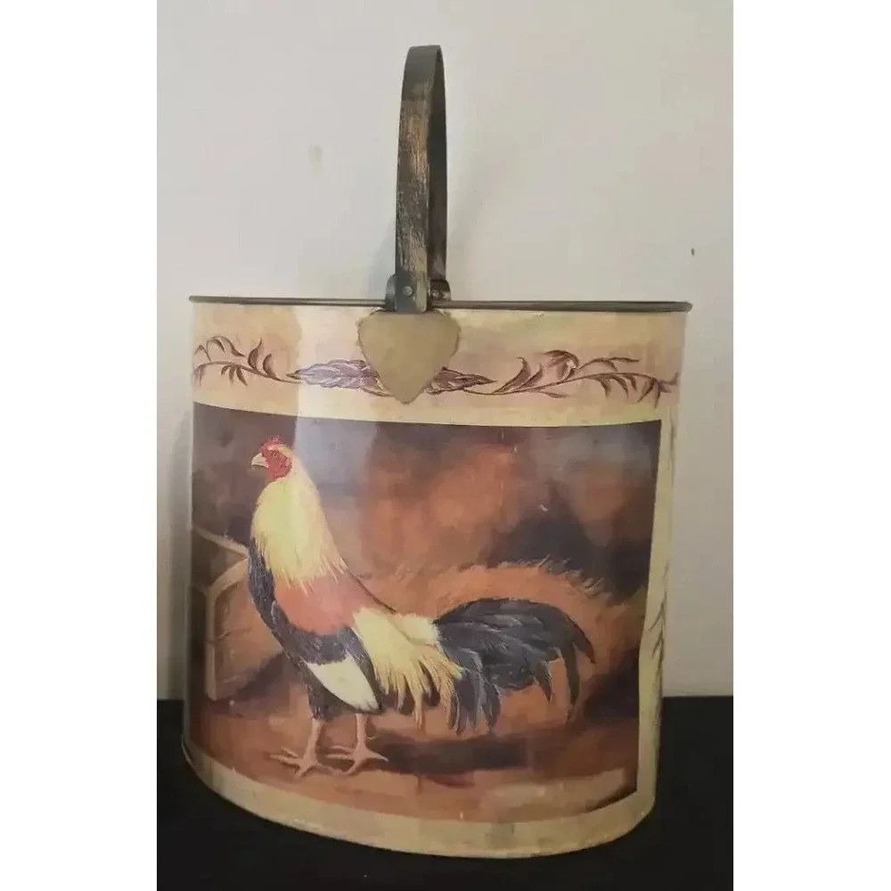 Rooster Décor Metal Bucket